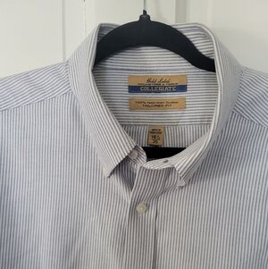 Men's Gold Label Round Tree & Yorke Collegiate 16 1/2 35 Stripped Button Down